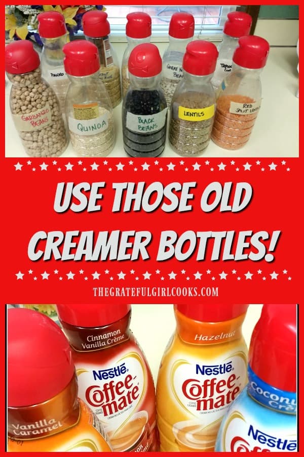 This is how we Mommy: Ideas for Reusing Coffee-Mate Containers  Coffee  creamer bottle crafts, Coffee creamer bottles, Reuse containers