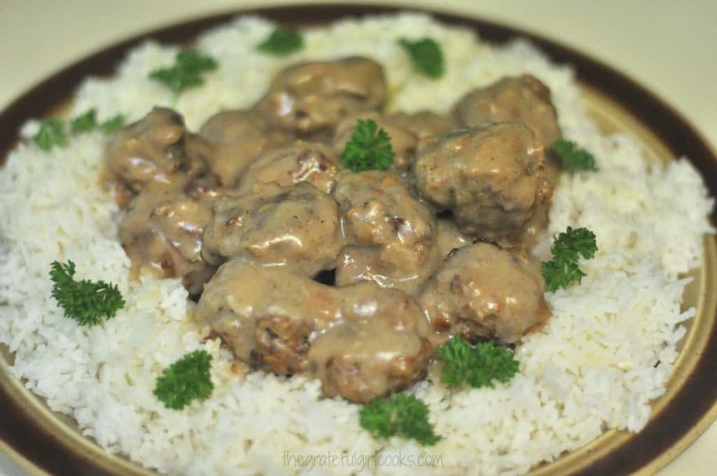 Moms Swedish Meatballs And Rice The Grateful Girl Cooks