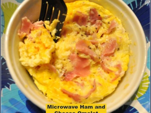 Microwave ham and tomato omelette