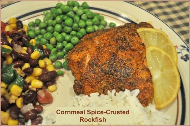Cornmeal Spice-Crusted Rockfish is an EASY pan-seared Weight Watchers entree. Delicious, simple, gluten free, and ready to eat in under 20 minutes!