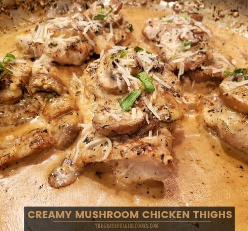 Creamy Mushroom Chicken Thighs The Grateful Girl Cooks