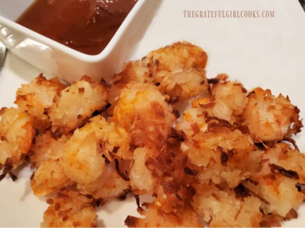 Coconut Shrimp and Orange Sauce are served as a main dish or appetizer.