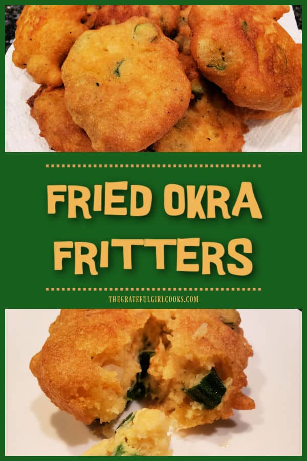 Make a batch of Fried Okra Fritters, using fresh or frozen sliced okra! These delicious fritters are crunchy on the outside and soft inside.