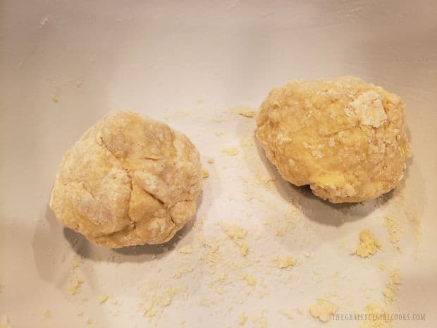 The dough is then split into two different balls.