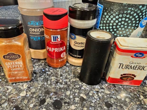 A photo of the ingredients used to make simple seasoning salt.