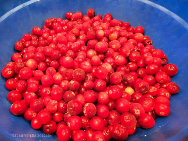 Cranberries, ready to be turned into cranberry juice.