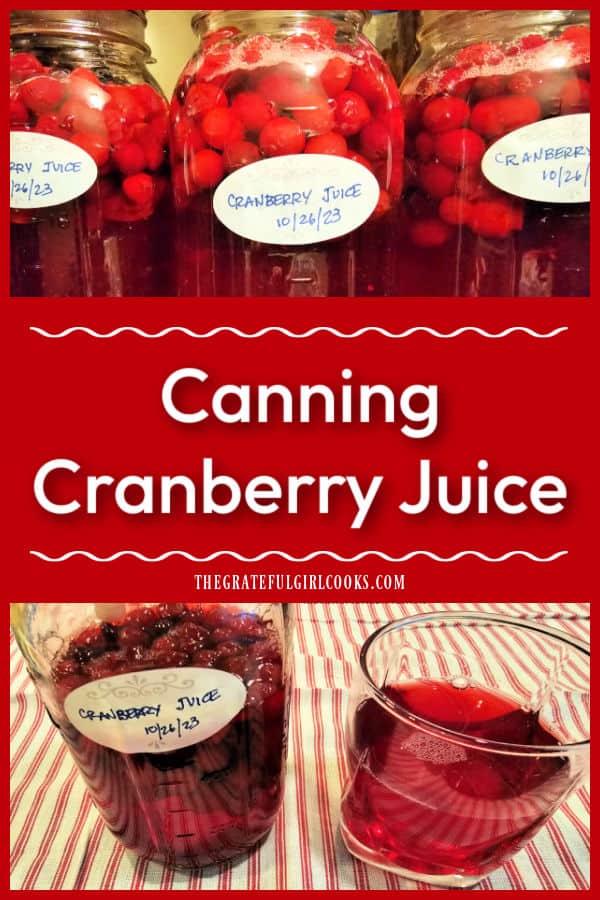 Canning Cranberry Juice is simple, using a water bath canner! This recipe will yield 7 quart jars of delicious tasting cranberry juice.