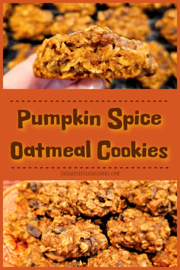 Pumpkin Spice Oatmeal Cookies are simple, soft cookies (with raisins and nuts) you'll enjoy any time! Recipe makes 2½ dozen YUMMY treats! 