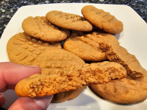 The insides of classic peanut butter cookies are soft and tender.