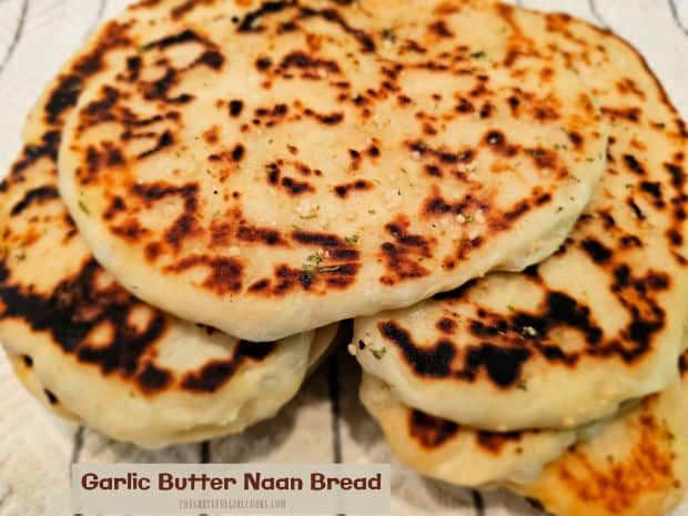 Make Garlic Butter Naan Bread to accompany a favorite main dish! This classic Indian flatbread is delicious, especially with curry dishes.