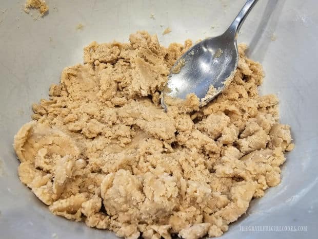 Dough for the sugar cookies is compact, yet slightly "crumbly".