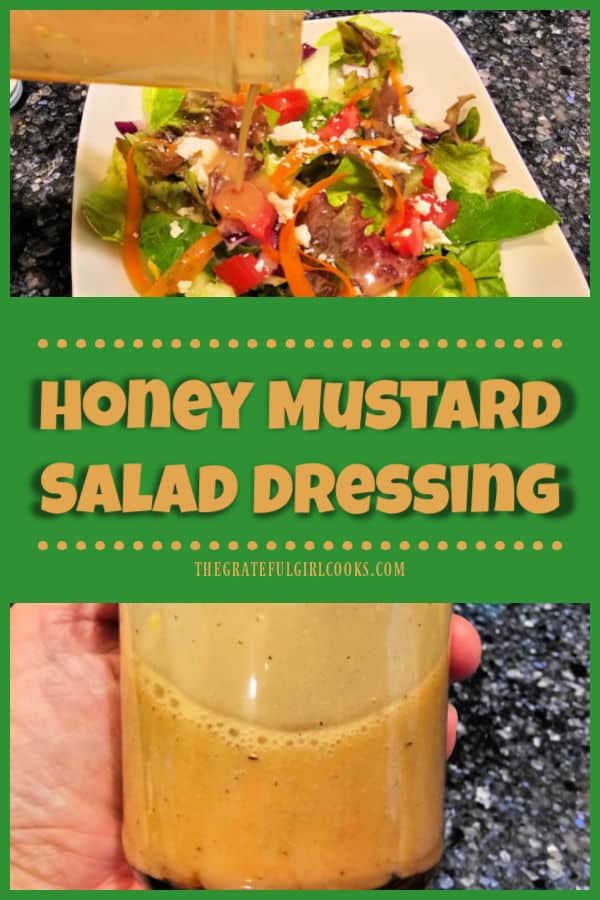 Make delicious Honey Mustard Salad Dressing (½ cup total) in under 5 minutes! Drizzle this simple dressing on a favorite mixed green salad.