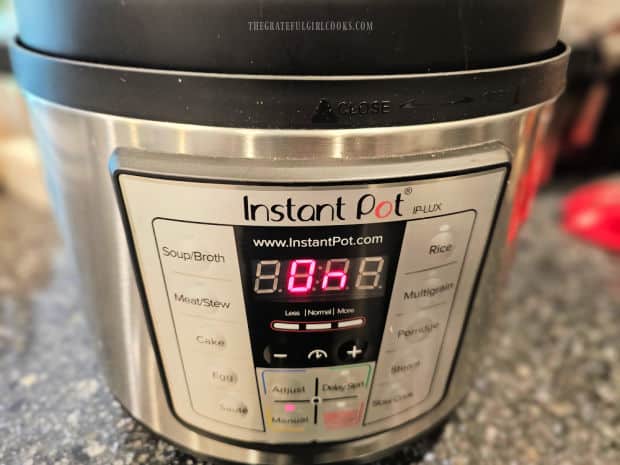 Cooking the rice pudding for 11 minutes on Manual setting in the Instant Pot.