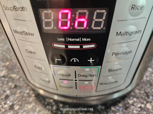 Instant Pot Green Beans are cooked at high pressure for 1 minute.