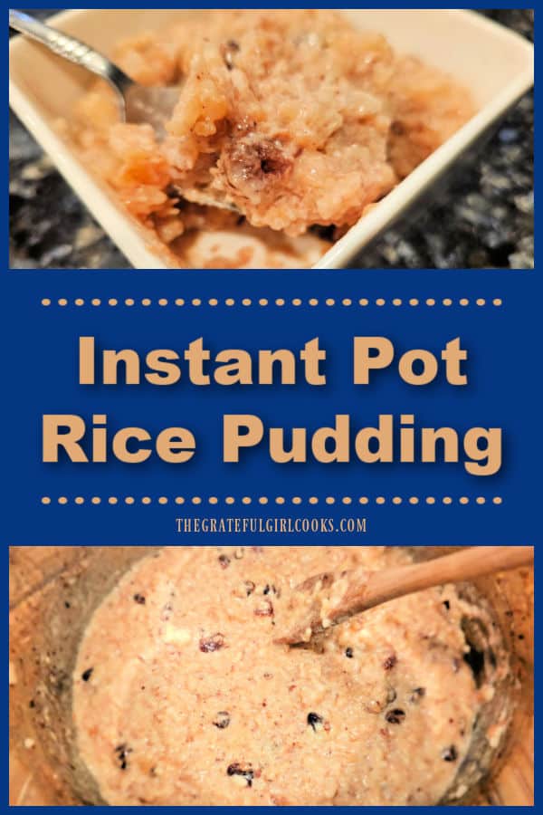 Instant Pot Rice Pudding is an easy dessert to make! This classic recipe yields 8 yummy servings, with raisins, cinnamon and nutmeg! 