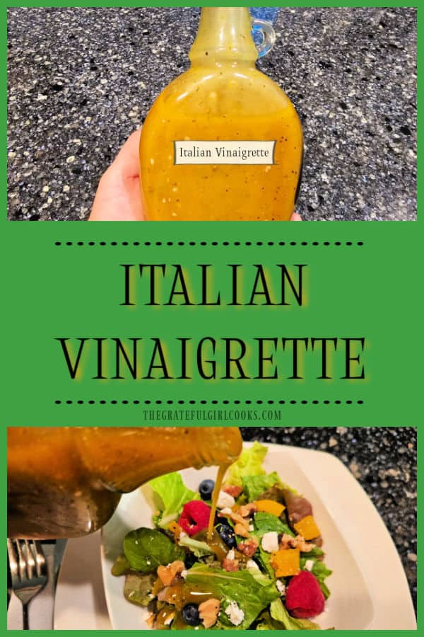 It only takes a couple minutes to make Italian Vinaigrette from scratch! Drizzle this delicious salad dressing on your favorite green salad!