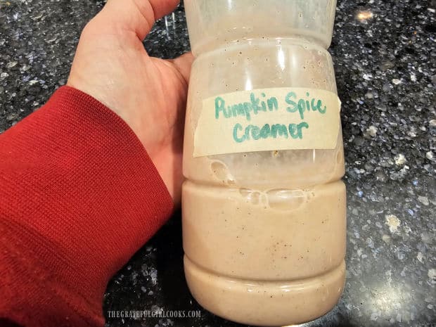 Make a batch of homemade Pumpkin Spice Creamer for your coffee! This recipe will yield 2 cups of delicious, Fall-inspired coffee creamer!