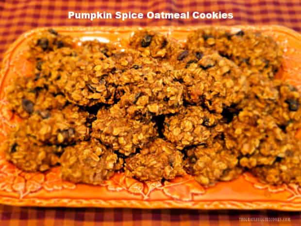 Pumpkin Spice Oatmeal Cookies are simple, soft cookies (with raisins and nuts) you'll enjoy any time! Recipe makes 2½ dozen YUMMY treats!