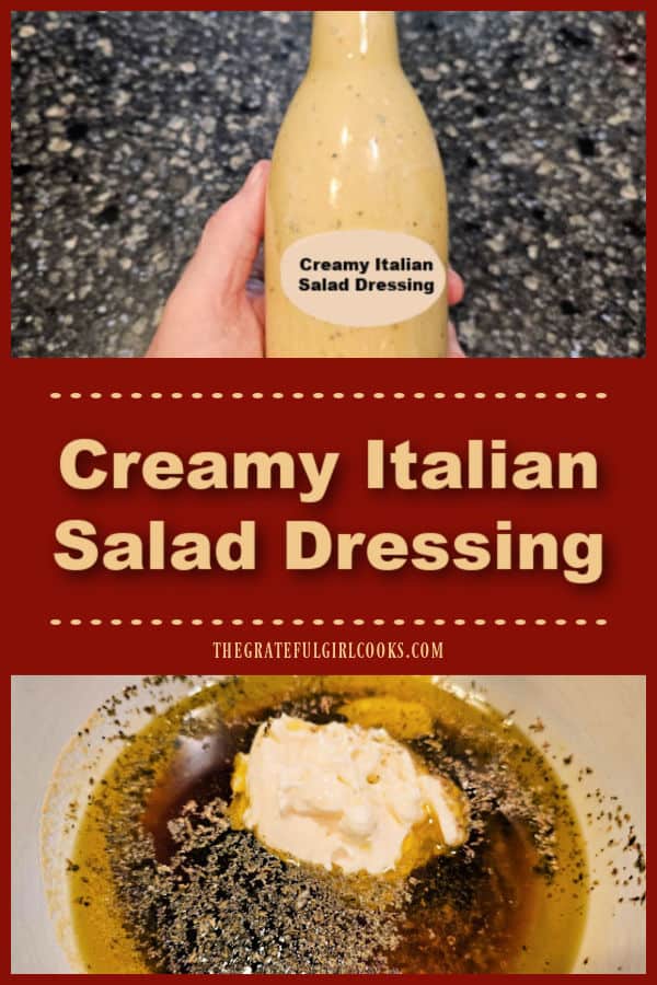 Make homemade Creamy Italian Salad Dressing in about 5 minutes! This recipe yields 2 cups of flavor-packed dressing for mixed green salads.