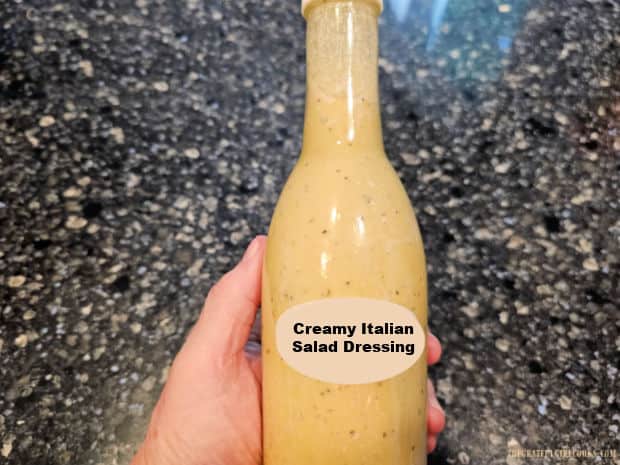 Make homemade Creamy Italian Salad Dressing in about 5 minutes! This recipe yields 2 cups of flavor-packed dressing for mixed green salads.