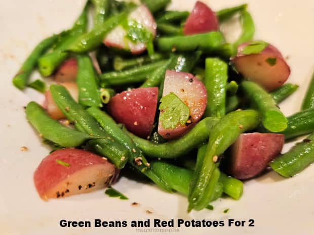 Green Beans And Red Potatoes For 2 is a simply seasoned, colorful veggie side dish. It's delicious, and easy to make in under 15 minutes!