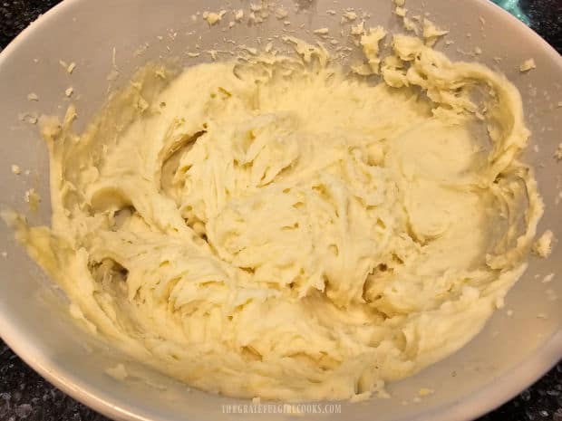 The mashed potatoes are now ready to be shaped for Duchess potatoes.