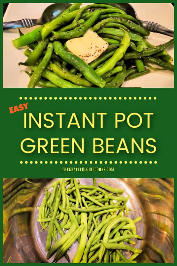 It's really EASY to make perfect Instant Pot Green Beans! This recipe is enough for a small batch (two servings), but can easily be doubled.