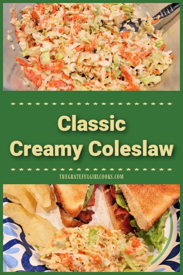 Make classic creamy coleslaw any time of year! Simple yet delicious, it's a perfect side dish for burgers, grilled meats and sandwiches!