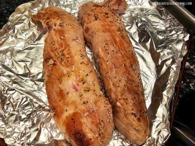 Tenderloins are removed from skillet and kept warm while a glaze for the meat is made.