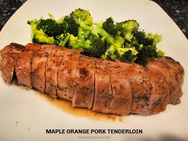 Maple Orange Pork Tenderloin is a delicious main dish! Pork tenderloins are pan-seared, coated in maple/orange glaze, then baked and served!