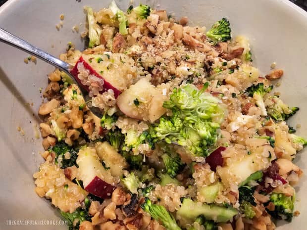 Broccoli apple quinoa salad is now ready to enjoy.