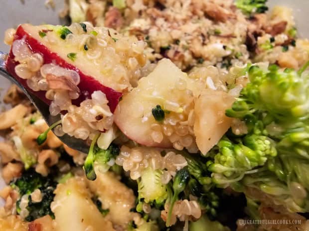 Chopped apples, broccoli and quinoa are the starts of this delicious salad.